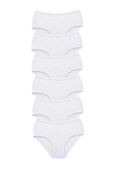 6 Adet Tutku Kadın Yüksek Bel Bato Kalın Lastik Külot Beyaz ürün görseli