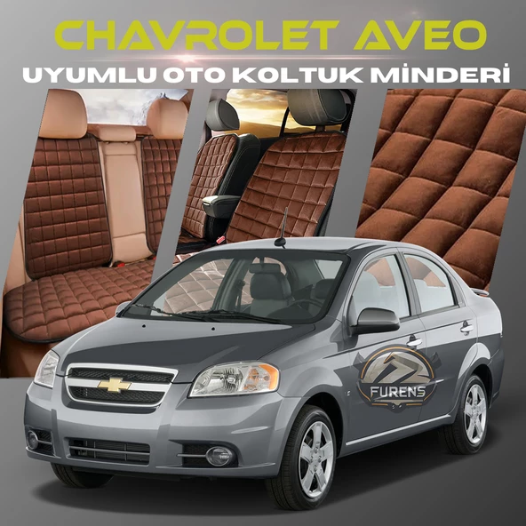 Chevrolet Aveo Kahverengi Renk Tay Tüyü Cepli & Terletmez Sırtlı Oto Koltuk Minder Seti - Koltuk Koruma Kılıfı (ÖN & ARKA TAM SET)