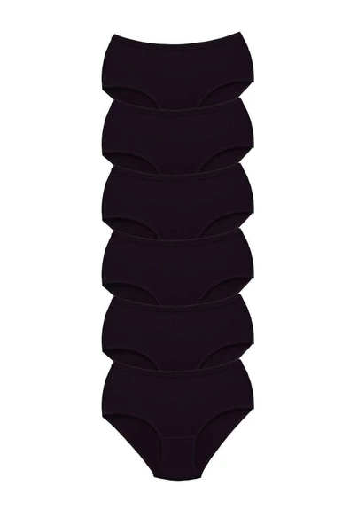 6 Adet Tutku Kadın Yüksek Bel Bato Kalın Lastik Külot Siyah ürün görseli