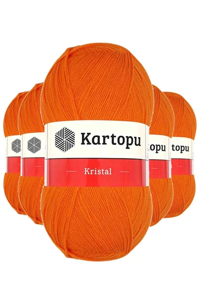 5 Adet Kristal Çift Katlı El Örgü Lif İpi Turuncu K210 ürün görseli