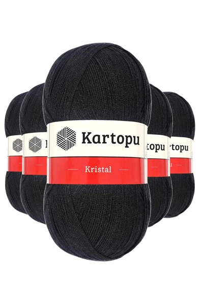 5 Adet Kristal Çift Katlı El Örgü Lif İpi Siyah K940 ürün görseli