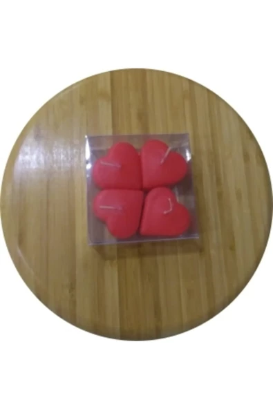 4'lü Yüzen Kalp Mum Kırmızı Royaleks-G180 - 3