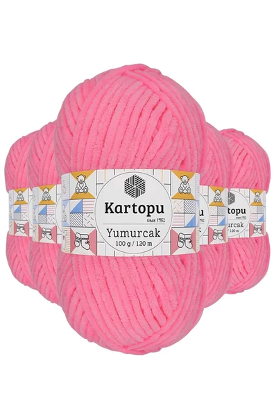 5 Adet Yumurcak Kadife El Örgü İpi Fosfor Pembe K773 ürün görseli