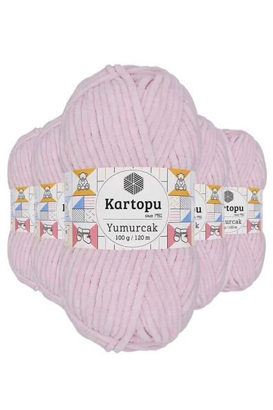 5 Adet Yumurcak Kadife El Örgü İpi Toz Pembe K1562 ürün görseli