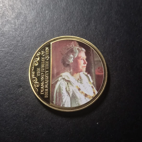 Escoines Koleksiyon 1952-2012 Kraliçe Elizabeth Elmas Yıldönümü JUBİLEE Hatıra 30.7Gram 40mm - Resim 4