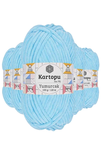 5 Adet Yumurcak Kadife El Örgü İpi Açık Turkuaz K516 ürün görseli