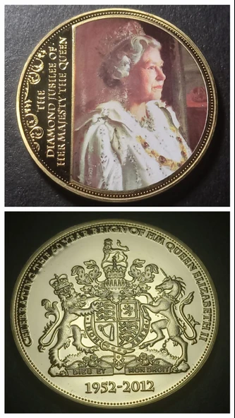 Escoines Koleksiyon 1952-2012 Kraliçe Elizabeth Elmas Yıldönümü JUBİLEE Hatıra 30.7Gram 40mm ürün görseli 1