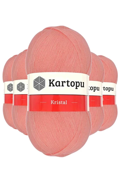 5 Adet Kristal Çift Katlı El Örgü Lif İpi Koyu Somon K1217 ürün görseli