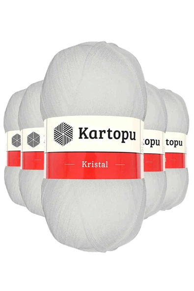 5 Adet Kristal Çift Katlı El Örgü Lif İpi Beyaz K010 ürün görseli