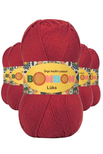 5 Adet Lüks Patik İpi Yünü Koyu Kırmızı 98676 ürün görseli