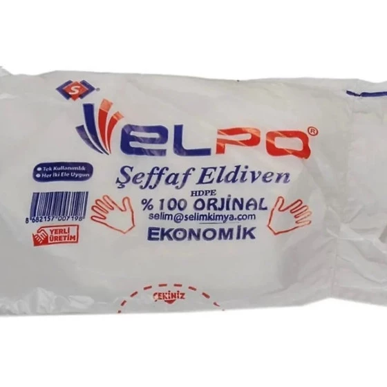 Elpo Tek Kullanımlık Şeffaf Eldiven 100'lü