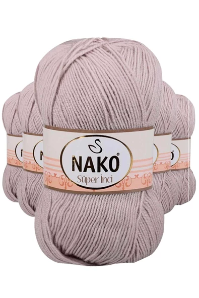 5 Adet Süper İnci El Örgü İpi 100 gr Pembeli Gri 3079 ürün görseli