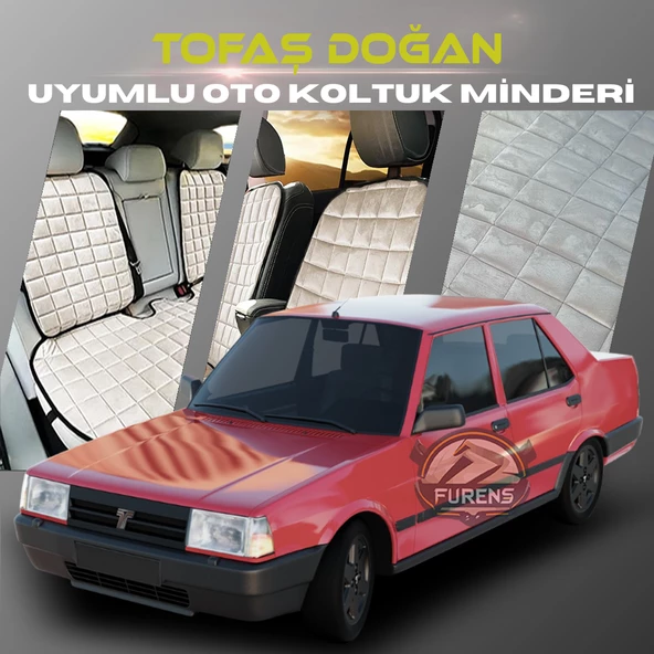 Tofaş Doğan Bej Renk Tay Tüyü Cepli & Terletmez Sırtlı Oto Koltuk Minder Seti - Koltuk Koruma Kılıfı (ÖN & ARKA TAM SET) ürün görseli 1