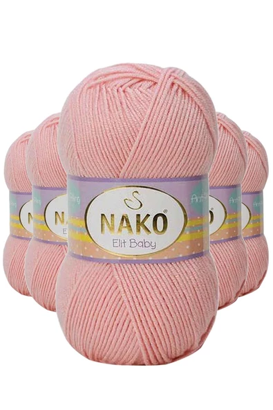 5 Adet Elite Baby El Örgü İpi Tüylenmeyen Bebek Yünü Pudra 6165 ürün görseli