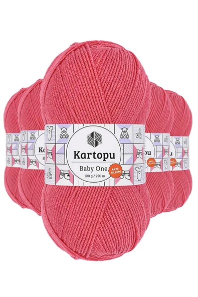 5 Adet Baby One Tüylenmeyen El Örgü İpi Yünü Pembe K254 ürün görseli