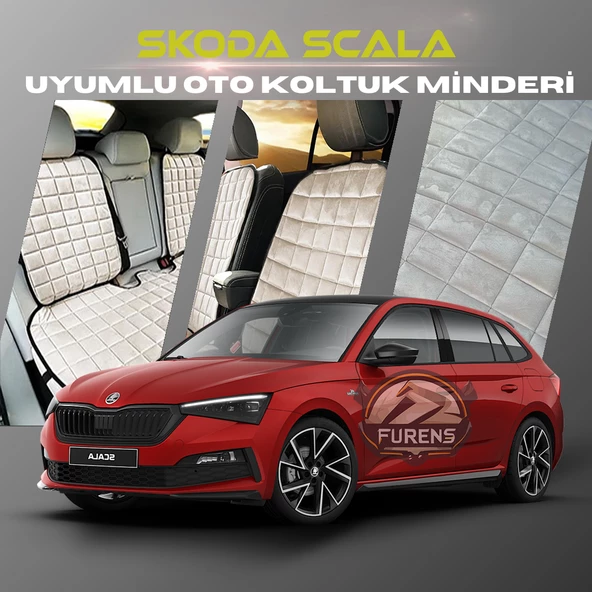 Skoda Scala Bej Renk Tay Tüyü Cepli & Terletmez Sırtlı Oto Koltuk Minder Seti - Koltuk Koruma Kılıfı (ÖN & ARKA TAM SET) ürün görseli 1