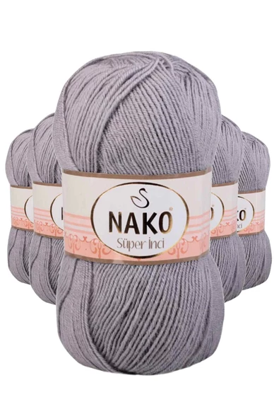 5 Adet Süper İnci El Örgü İpi 100 gr Gri 11538 ürün görseli