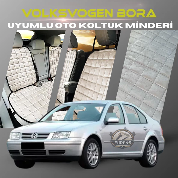 Volksvogen Bora Bej Renk Tay Tüyü Cepli & Terletmez Sırtlı Oto Koltuk Minder Seti - Koltuk Koruma Kılıfı (ÖN & ARKA TAM SET) ürün görseli 1