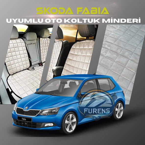 Skoda Fabia Bej Renk Tay Tüyü Cepli & Terletmez Sırtlı Oto Koltuk Minder Seti - Koltuk Koruma Kılıfı (ÖN & ARKA TAM SET) ürün görseli 1