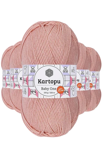 5 Adet Baby One Tüylenmeyen El Örgü İpi Yünü Pudra K258 ürün görseli