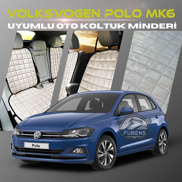 Volksvogen Polo MK6 Bej Renk Tay Tüyü Cepli & Terletmez Sırtlı Oto Koltuk Minder Seti - Koltuk Koruma Kılıfı (ÖN & ARKA TAM SET) ürün görseli 1