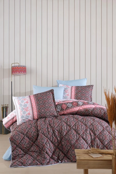 Clasy %100 Pamuk Ranforce Tek Kişilik Yorgan İzgi V1 Kahve