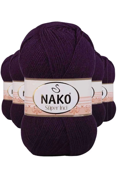 5 Adet Süper İnci El Örgü İpi 100 gr Mor 3260 ürün görseli