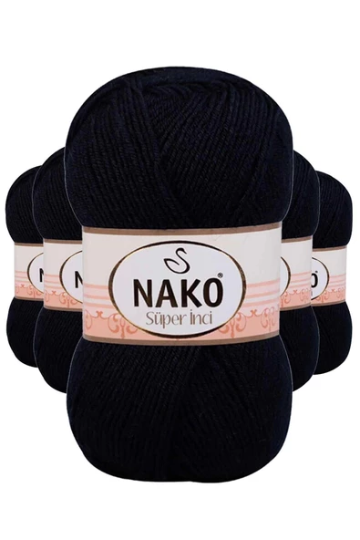 5 Adet Süper İnci El Örgü İpi 100 gr Siyah 217 ürün görseli