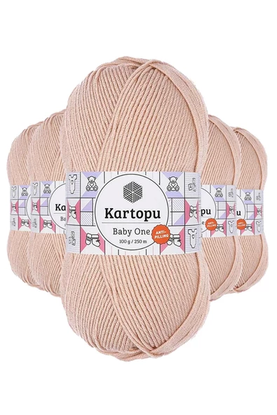 5 Adet Baby One Tüylenmeyen El Örgü İpi Yünü Pudra K1873 ürün görseli