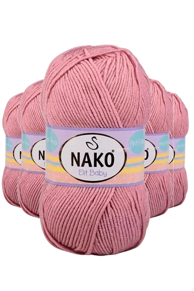 5 Adet Elite Baby El Örgü İpi Tüylenmeyen Bebek Yünü Gül Kurusu 10325 ürün görseli