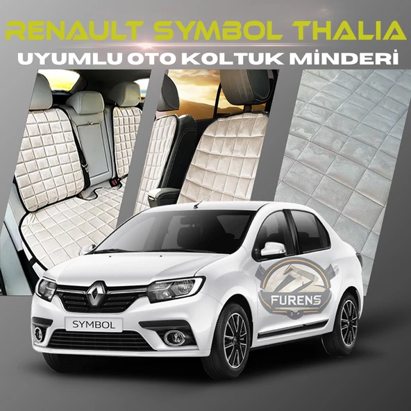 Symbol Thalia Bej Renk Tay Tüyü Cepli & Terletmez Sırtlı Oto Koltuk Minder Seti - Koltuk Koruma Kılıfı (ÖN & ARKA TAM SET) ürün görseli 1