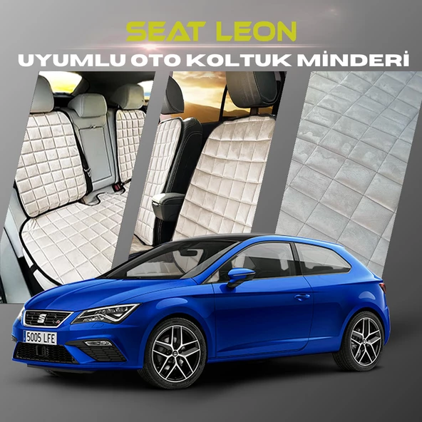 Seat Leon Bej Renk Tay Tüyü Cepli & Terletmez Sırtlı Oto Koltuk Minder Seti - Koltuk Koruma Kılıfı (ÖN & ARKA TAM SET) - 1