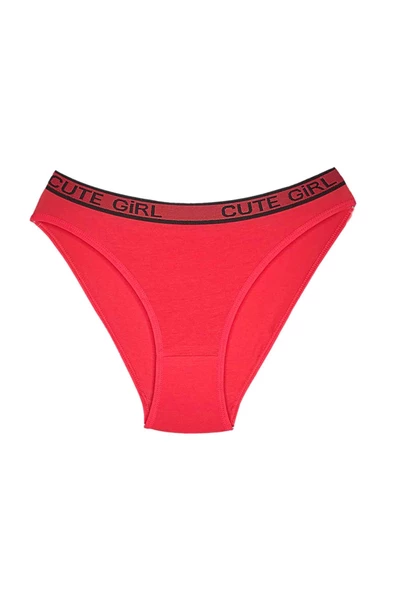 5 Adet Beli Yazılı Pamuklu Kalın Lastik Kadın Slip Külot - 4