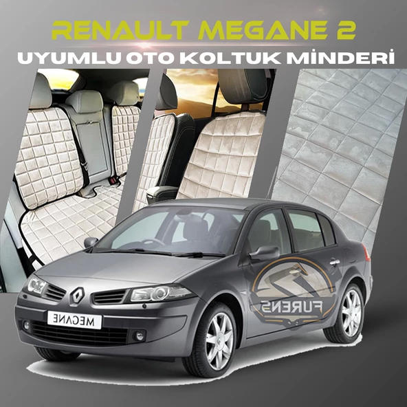 Renault Megane 2 Bej Renk Tay Tüyü Cepli & Terletmez Sırtlı Oto Koltuk Minder Seti - Koltuk Koruma Kılıfı (ÖN & ARKA TAM SET) ürün görseli 1