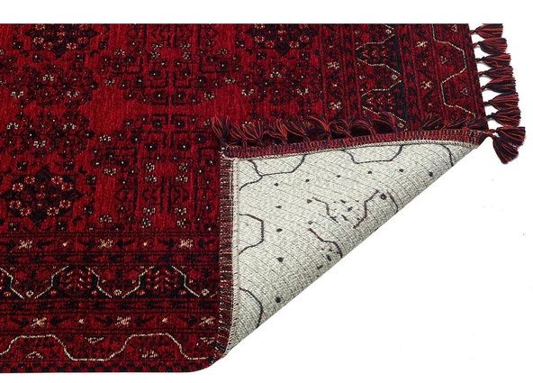 Eko Buhari Afgan Yağcıbedir Desenli Hav Toz Vermez Yıkanabilir Kaymaz Dokuma Halı BHR02 - Resim 3