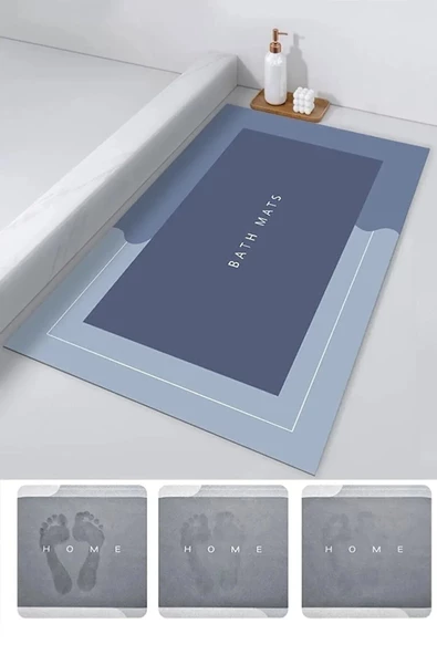 TİNEKE  Su Emici Paspas Şık Tasarım Abdest Paspası Kaymaz Taban Diyatom 40X60 Cm  Paspas - 2