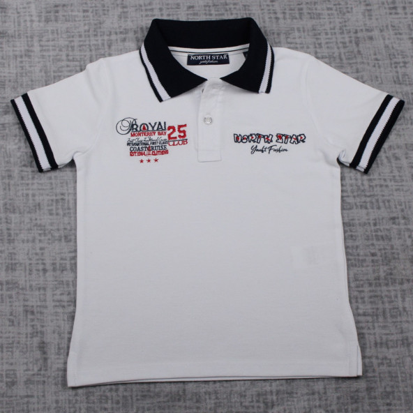 North Star Fashion Polo Yaka Erkek Çocuk T-Shirt Beyaz - 2