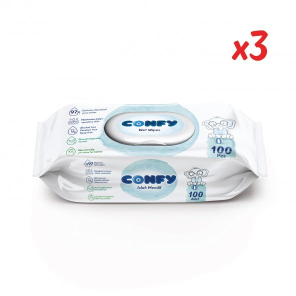 Confy Premium Islak Mendil Soft Care 100 Adet x 3 Paket (300 yaprak)