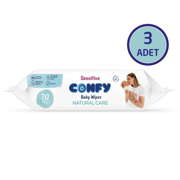 Confy Premium Sensitive Islak Mendil 120 Adet x 3 Paket (360 yaprak)