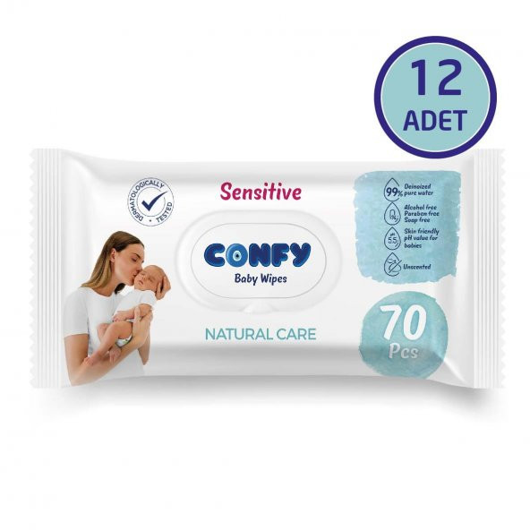 Confy Premium Sensitive Islak Mendil 120 Adet x 12 Paket ( 1440 yaprak )