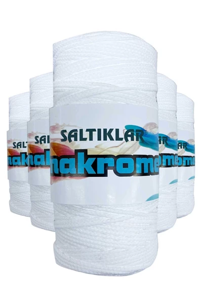 5 Adet Polyester Makrome İpi 10 Kar Beyaz 100 gr ürün görseli