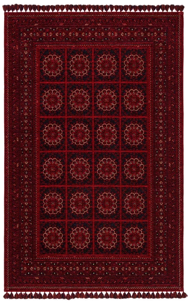 Eko Buhari Afgan Yağcıbedir Desenli Hav Toz Vermez Yıkanabilir Kaymaz Dokuma Halı BHR03 - Resim 3