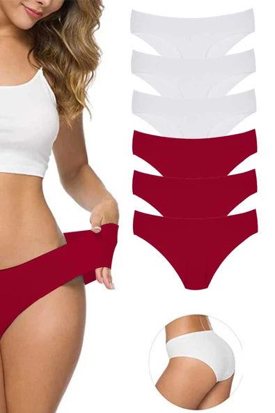 6 Adet Kadın Dikişsiz Lazer Kesim Esnek İz yapmayan Külot S6 ürün görseli