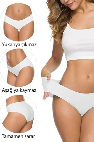 2 Adet Kadın Dikişsiz Lazer Kesim Esnek İz yapmayan Külot S5 - 4