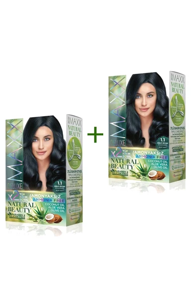 2 Paket Natural Beauty Amonyaksız Saç Boyası 1.1 Mavi Siyah ürün görseli