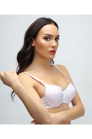 Silikonlu Desteksiz Telli Düz Boş Sütyen Beyaz - Resim 3