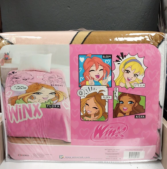 Kristal by Taç Lisanslı Tek Kişilik Çocuk Battaniye (160x220)-Winx Girl Club Pembe - 2