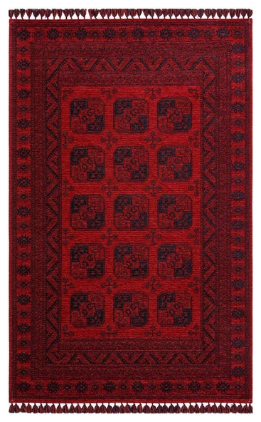 Eko Buhari Afgan Yağcıbedir Desenli Hav Toz Vermez Yıkanabilir Kaymaz Dokuma Halı BHR01 - Resim 5