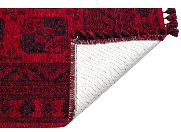 Eko Buhari Afgan Yağcıbedir Desenli Hav Toz Vermez Yıkanabilir Kaymaz Dokuma Halı BHR01 - Resim 4