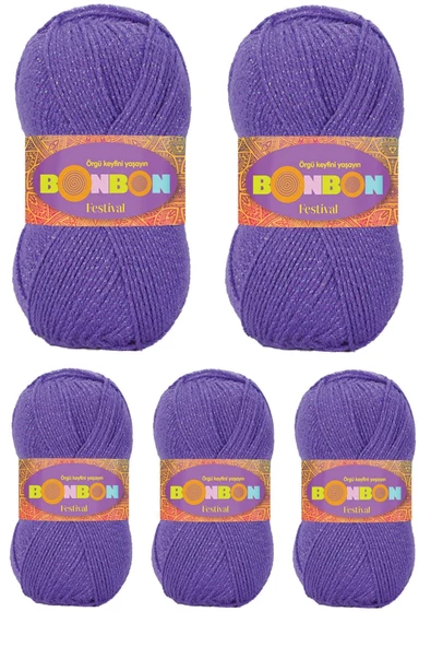 5 Adet Festival Simli Örgü İpi Yünü Renk No:241 ürün görseli